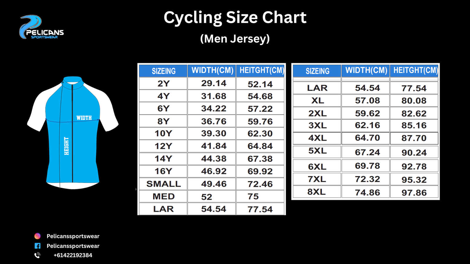 Cycling Size Chart