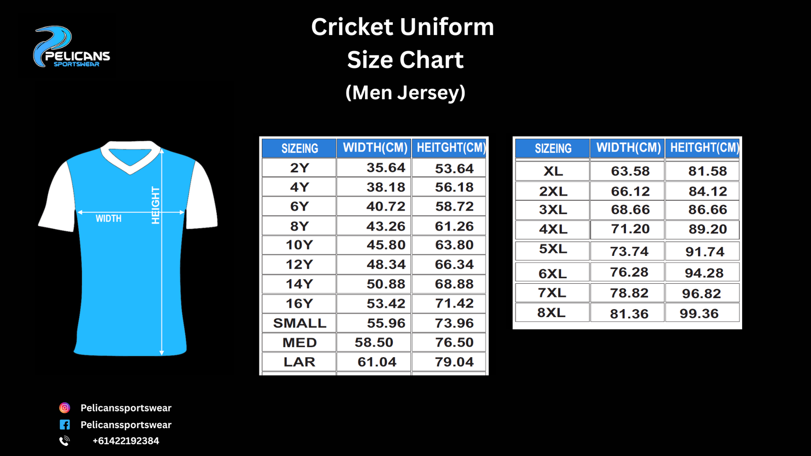Cricket Uniform Size Chart