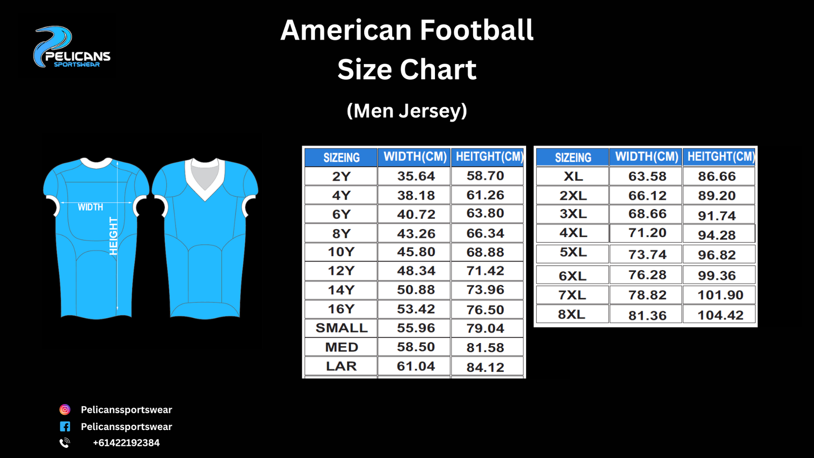 American Football Size Chart