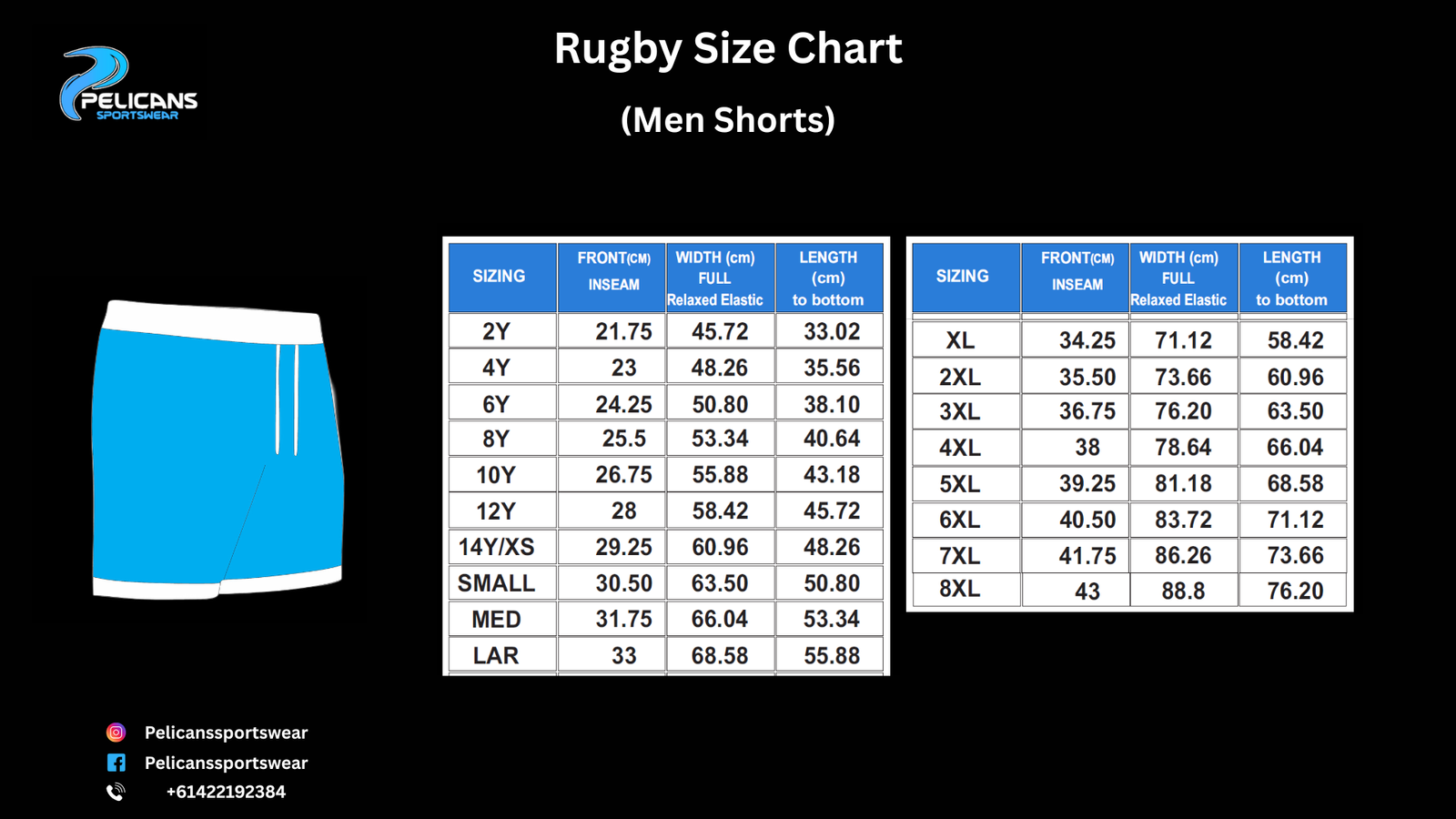 Rugby Size Chart