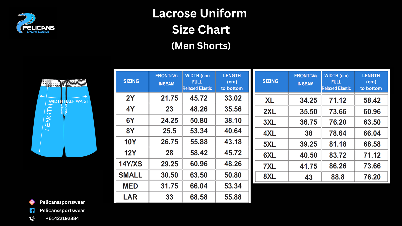 Lacrosse Uniform Size Chart