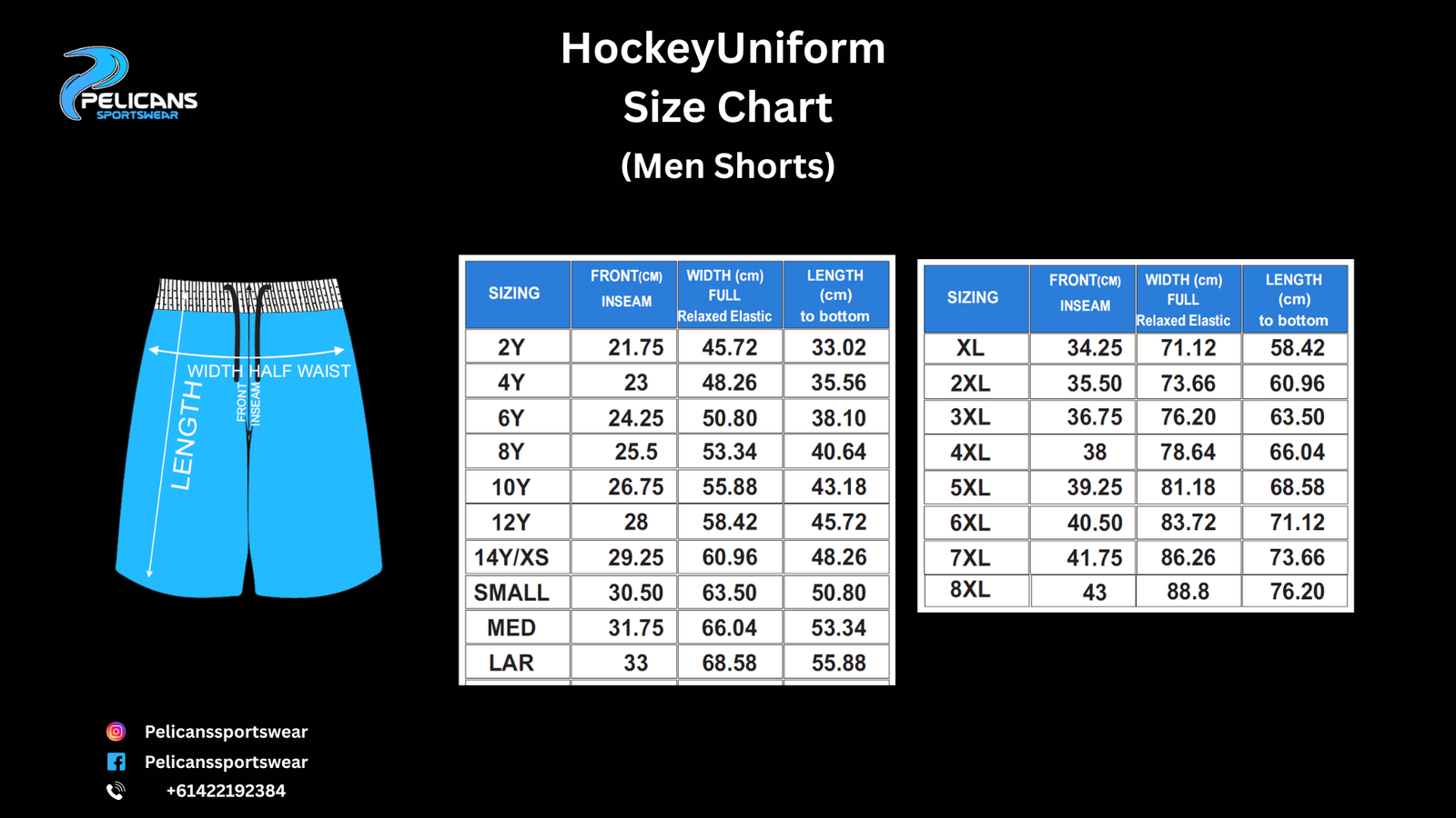 Hockey Uniform Size Chart
