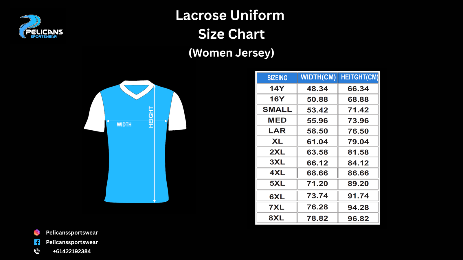 Lacrosse Uniform Size Chart