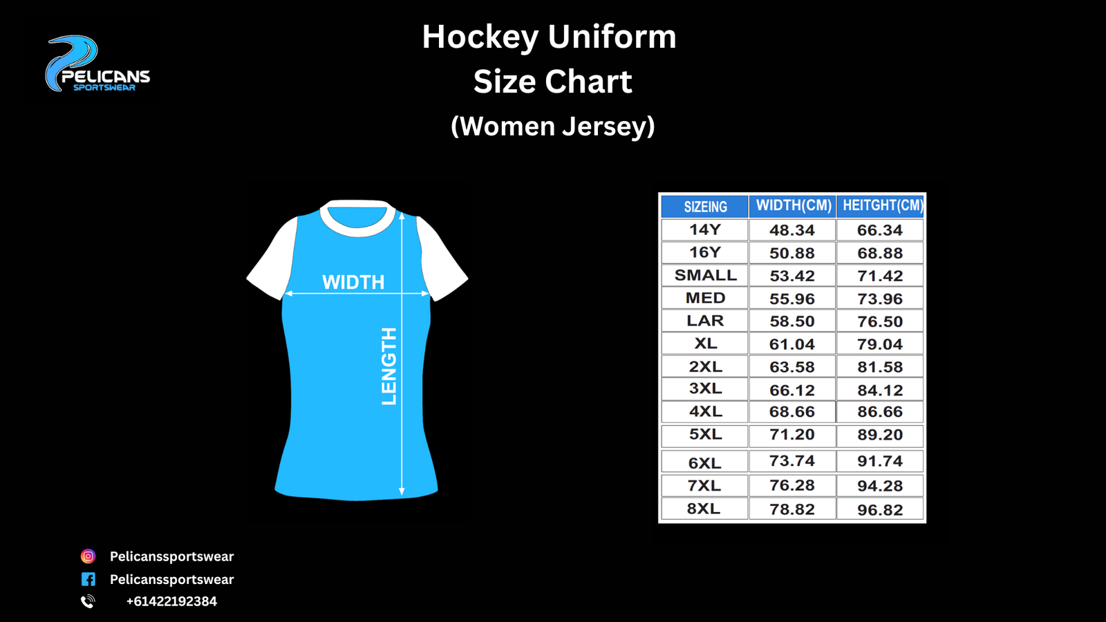 Hockey Uniform Size Chart