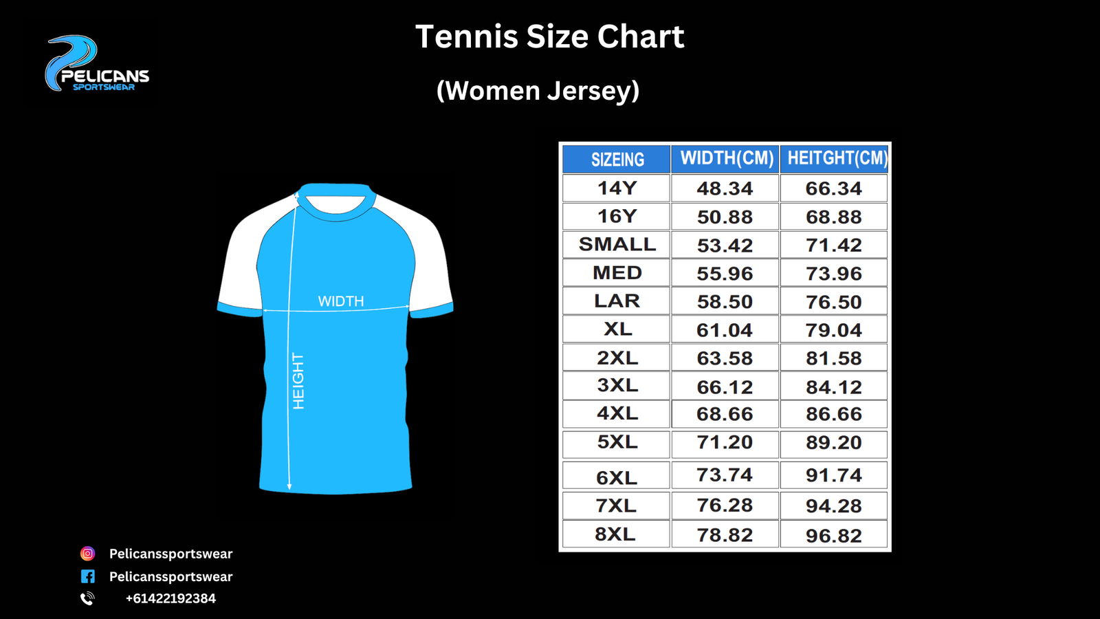 Tennis Size Chart