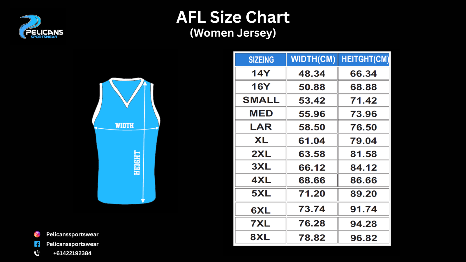 AFL Size Chart