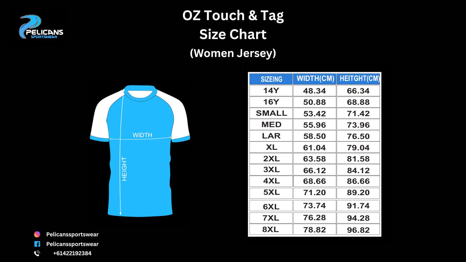 OZ Touch & Tag Size Chart