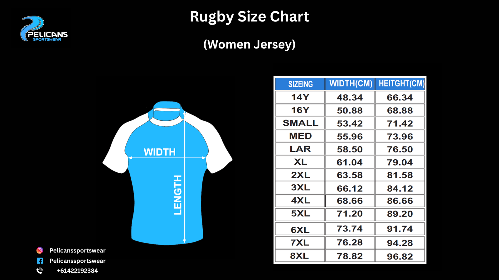 Rugby Size Chart