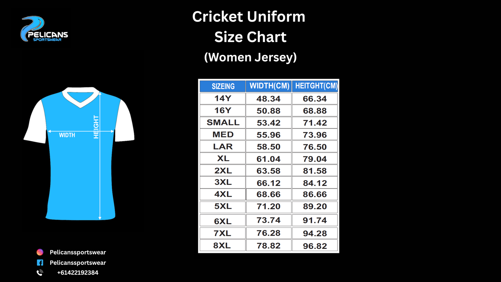 Cricket Uniform Size Chart