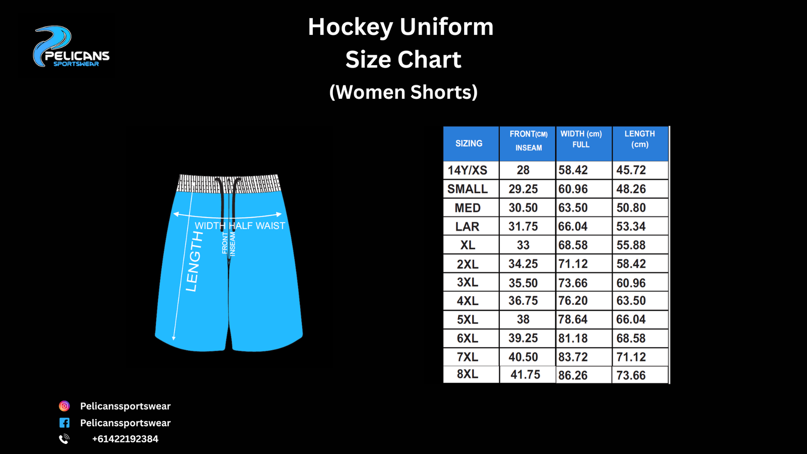 Hockey Uniform Size Chart
