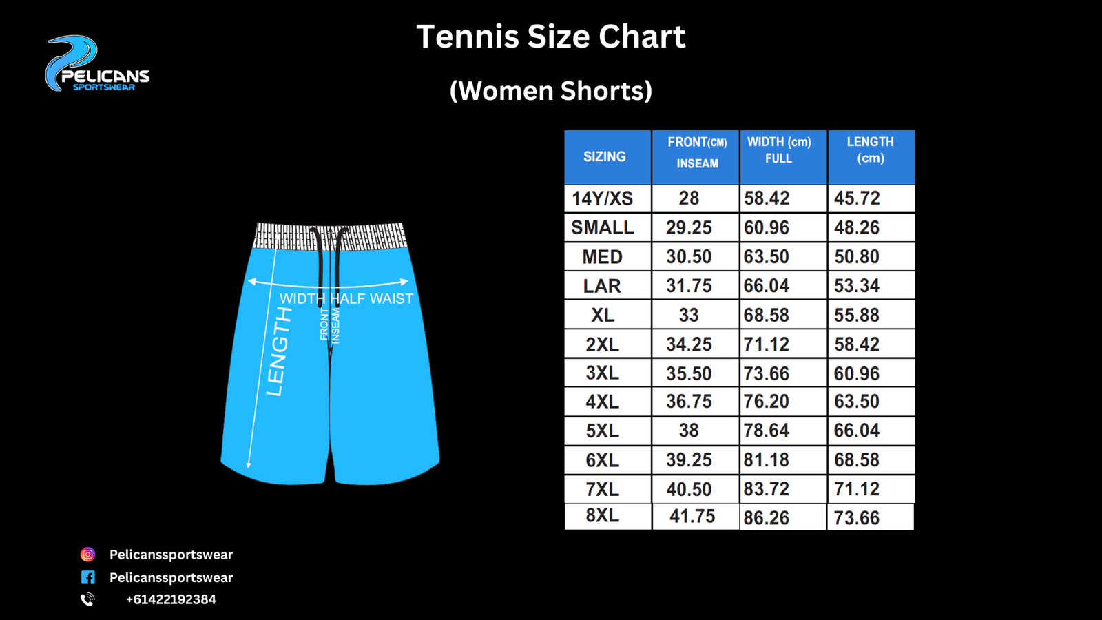Tennis Size Chart