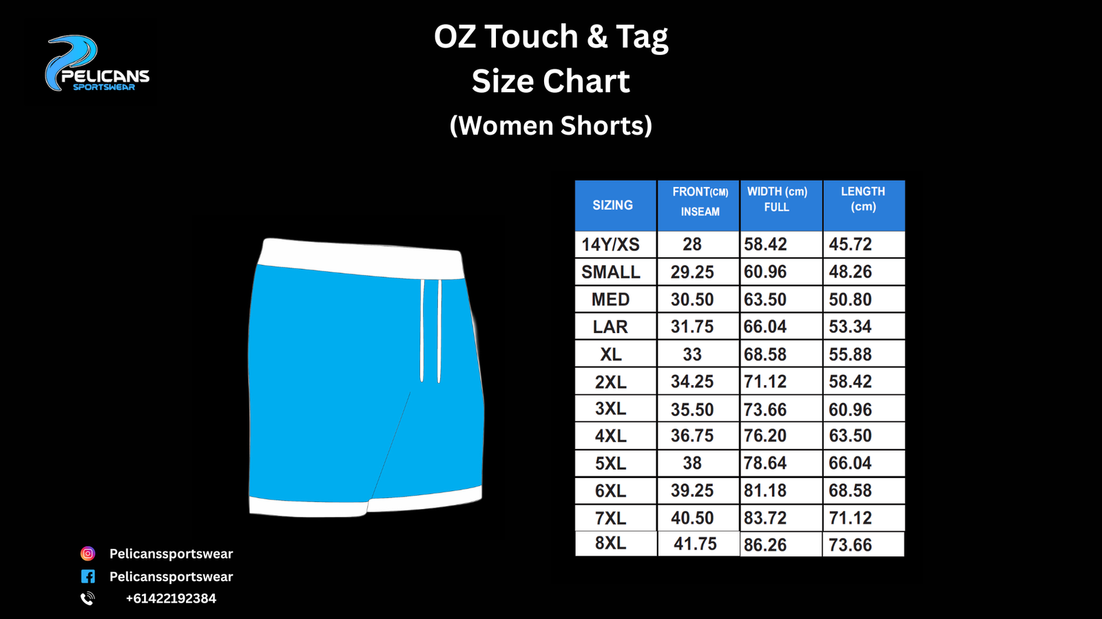 OZ Touch & Tag Size Chart