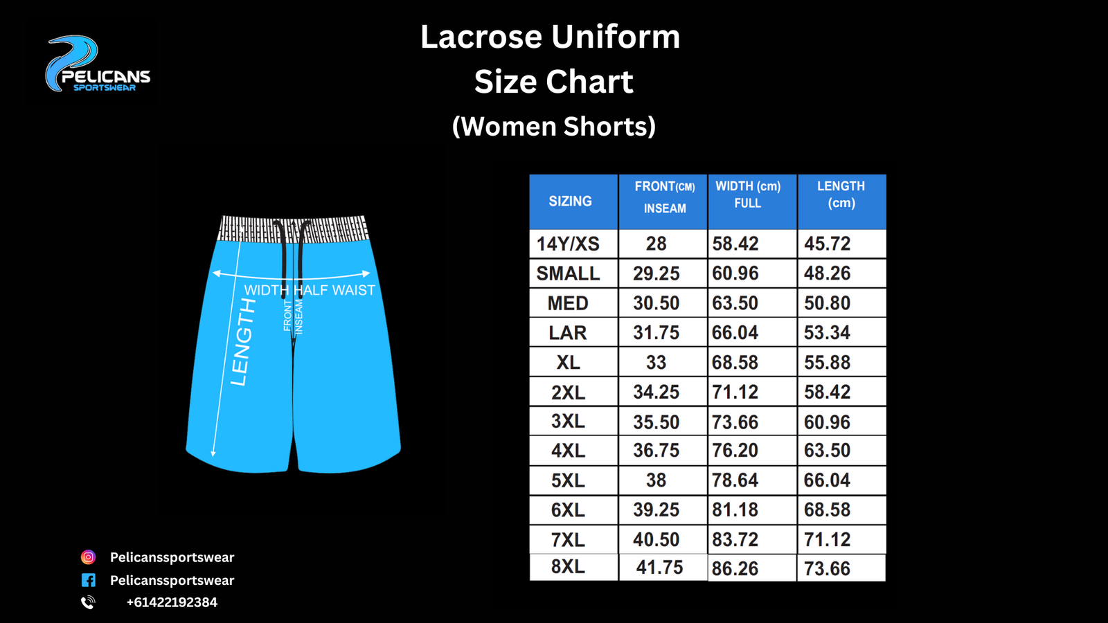 Lacrosse Uniform Size Chart